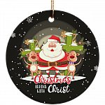Christmas Begins With Christ Ceramic Cricle Christmas Ornament