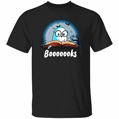 Booooooks Book Lovers Cute Ghost Halloween T-shirt - V-neck