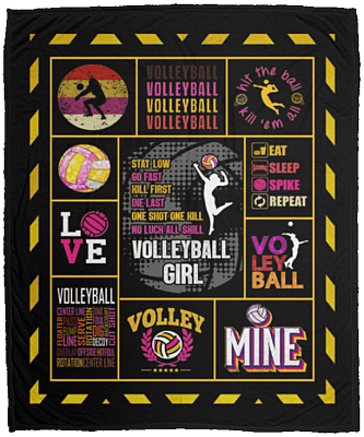 No Luck All Skill Volleyball Girl Fleece Blanket - Premium Sherpa Blanket
