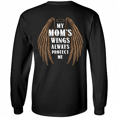 My Mom's Wings Always Protect Me Print On Back Hoodie - Long Sleeve - Sweatshirt