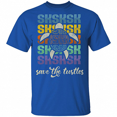 Sksksk Save The Turtles T-Shirt V-neck - Save The Turtles Retro Style Skip A Straw Vintage Style Tee Shirt