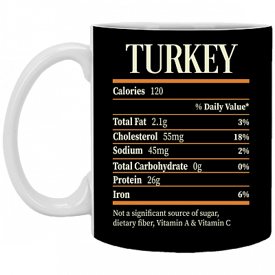 Funny Turkey Nutrition Facts Thanksgiving Ceramic Coffee Mug - Beer Stein - Water Bottle - Color Changing Mug
