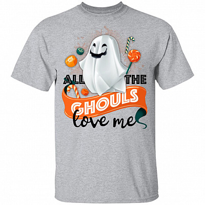 All the Ghouls Love Me Cute Ghost Youth Shirt - Halloween Shirts For Kids