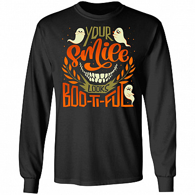 Your Smile Looks Boo Ti Ful Dental Hygienist Halloween Hoodie - Sweatshirt - Long Sleeve Shirt