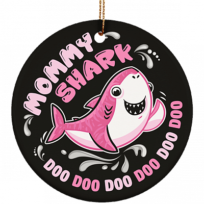 Mommy Shark Doo Doo Doo Porcelain Ceramic Circle Ornament Christmas