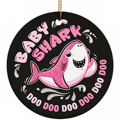 Baby Shark Doo Doo Doo Pink Circle Christmas Ornament