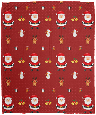 Cartoon Santa Claus Christmas Holiday Fleece Blanket - Premium Sherpa Blanket - Woven Blanket