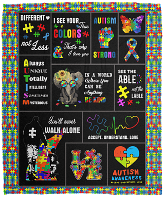Autism Awareness in A World Where You Can-Be Anything Be-Kind Velveteen Micro Fleece Blanket - Fleece Sherpa Blanket