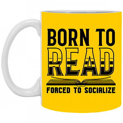 Alternative view of Born to Read Forced to Socialize Coffee Mug-Travel Mug - Water Bottle
