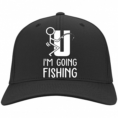 I'm Going Fishing Twill Cap - High-Profile Snapback Hat - Trucker Hat - Beanie - Knit Cap