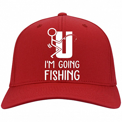 Alternative view of I'm Going Fishing Twill Cap - High-Profile Snapback Hat - Trucker Hat - Beanie - Knit Cap