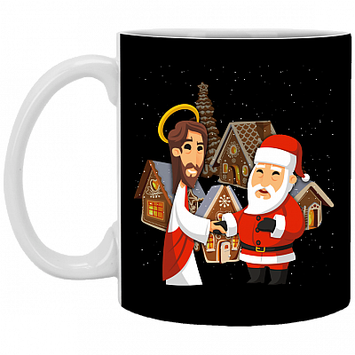 Santa and Jesus Christmas Ceramic Coffee Mug - Water Bottle - Color Changing Mug