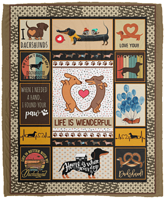Life Is Wienderful Dachshund Puppies Fleece Blanket - Premium Sherpa Blanket