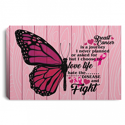Breast Cancer Is A Journey I Never Planned Wrapped Framed Canvas Prints-Unframed Poster-Home Decor Wall Art