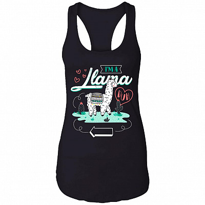 I'm A Llama Duh - I'm With The LLama Costume Matching Couple Cotton Tank Top Tee - Ladies Racerback Tank