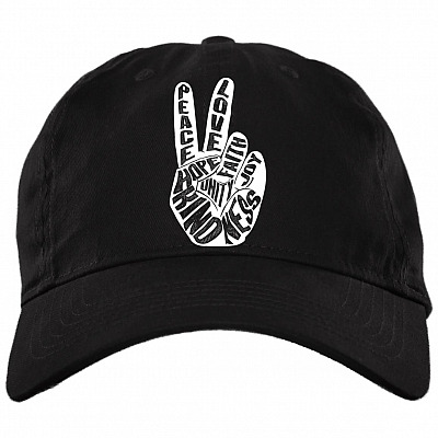 Peace Love Faith Joy Hope Kindness Twill Cap - High-Profile Snapback Hat - Trucker Hat - Beanie - Knit Cap