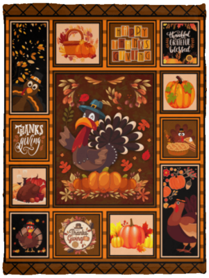 Thanksgiving Turkey Fleece Blanket - Premium Sherpa Blanket - Woven Blanket