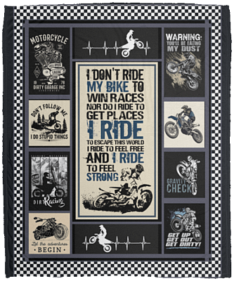 I Don't Ride My Bike to Win Races Fleece Blanket - Premium Sherpa Blanket - Woven Blanket