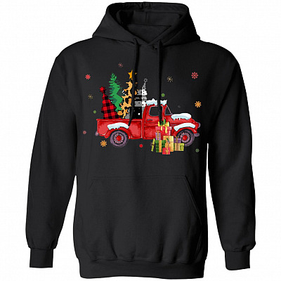 Funny Merry Christmas Trees Plaid Checked On Red Trucker Hoodie Sweatshirt Long Sleeves Shirt
