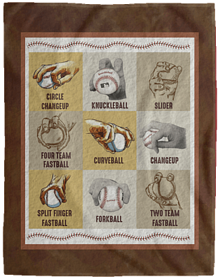 Pitch A Baseball Instruction Fleece Blanket - Baseball Pitch Grips Coach Premium Sherpa Blanket Woven Blanket