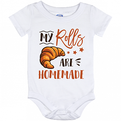 My Rolls Are Homemade Cute Croissant Baby Onesie - Thanksgiving Gift Baby Infant Bodysuit