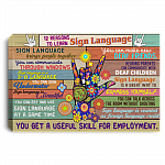 12 Reasons To Learn Sign Language Wrapped Framed Canvas Prints - Unframed Poster - Home Decor Wall Art