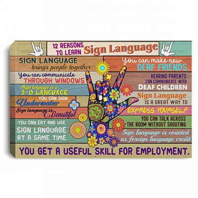 12 Reasons To Learn Sign Language Wrapped Framed Canvas Prints - Unframed Poster - Home Decor Wall Art