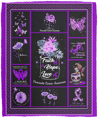 Pancreatic Cancer Awareness Faith Hope Love Fleece Blanket - Premium Sherpa Blanket