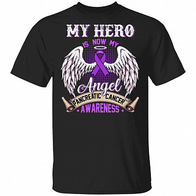 My Hero Is Now My Angel Pancreatic Cancer Awareness Month Ribbon T-Shirt