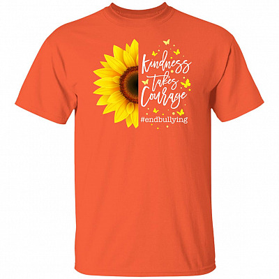 Kindness Takes Courage Sunflower Anti Bully T-Shirt - Youth Tee - Unity Day Orange Shirt