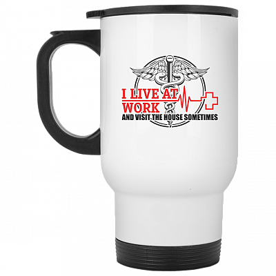 14 oz. White Travel Mug
