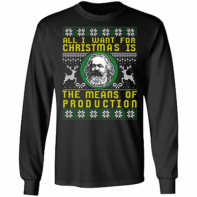 I Want For Christmas Is The Means Of Production Ugly Christmas Marx Hoodie - Sweatshirt - Long Sleeve Shirt