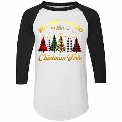 Rocking Around The Christmas Tree 3/4 Raglan Jersey Shirt - Baseball Tee