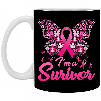 I'm Survivor Breast Cancer Ceramic Coffee Mug - Beer Stein - Water Bottle - Color Changing Mug