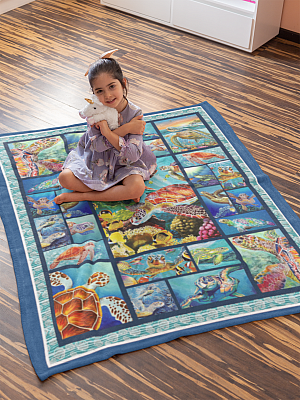 Alternative view of Sea Turtle Fleece Blanket - Premium Sherpa Blanket - Woven Blanket - Turtle Lovers Gifts