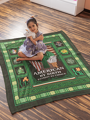 Alternative view of Irish By Blood American By Birth Patriot By Choice Fleece Blanket - Premium Sherpa Blanket