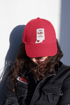 Alternative view of Teach Love Inspire Red For Ed Indiana Teacher Supporter Twill Cap - High-Profile Snapback Hat - Trucker Hat