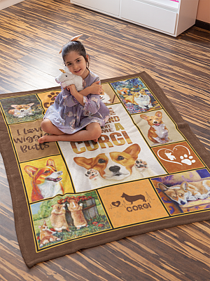 Alternative view of I Asked God For A True Friend So He Sent Me A Corgi Fleece Blanket - Premium Sherpa Blanket - Woven Blanket