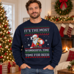 Funny Xmas Santa It's The Most Wonderful Time For A Beer Ugly Christmas Sweater - Thumbnail Image 6