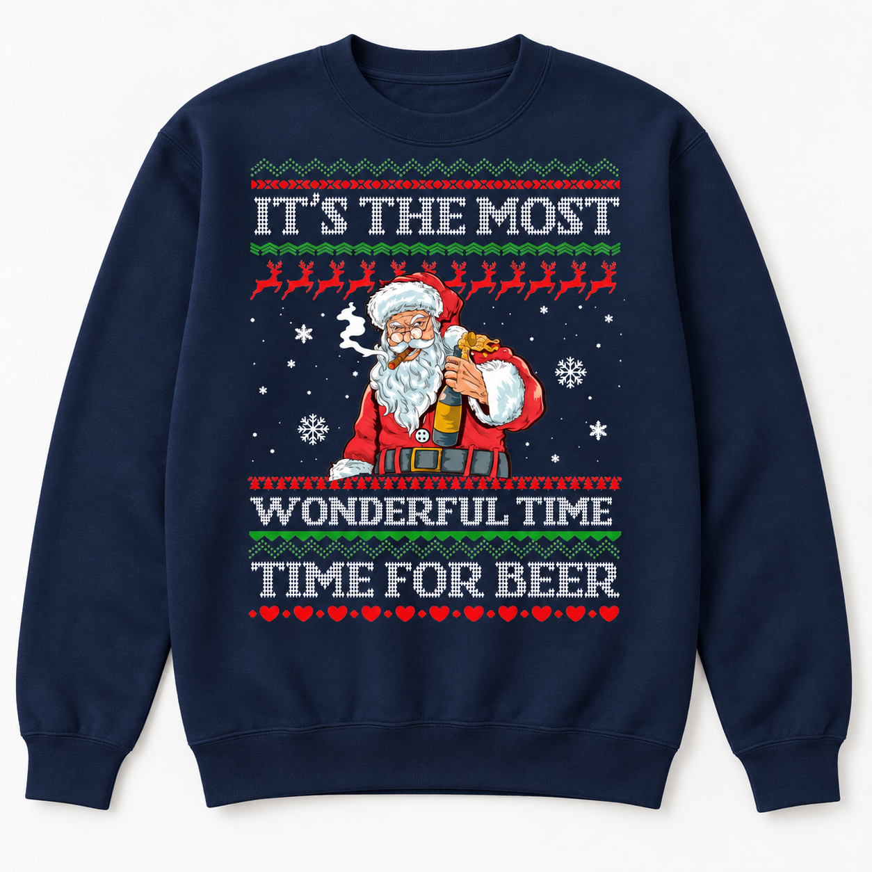 Funny Xmas Santa It's The Most Wonderful Time For A Beer Ugly Christmas Sweater - Image 7