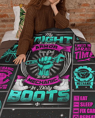 Alternative view of My Knight Is Shining Armor Turns Out Mechanic Fleece Blanket - Premium Sherpa Blanket - Woven Blanket