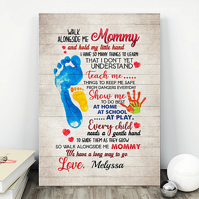 Alternative view of Personalized Walk Alongside Me Mommy and Hold My Little Hand Framed Canvas Prints - Unframed Poster