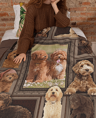 Alternative view of Juji Dog Goldendoodle Fleece Blanket - Premium Sherpa Blanket - Woven Blanket