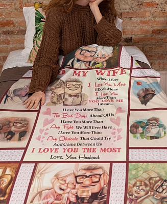 Alternative view of To My Wife When I Say I Love You More U-P Fleece Blanket - Premium Sherpa Blanket - Woven Blanket