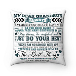 My Dear Grandson Always Remember How Much I Love You Throw Pillow -Decorative Pillow -Indoor Outdoor Cushion