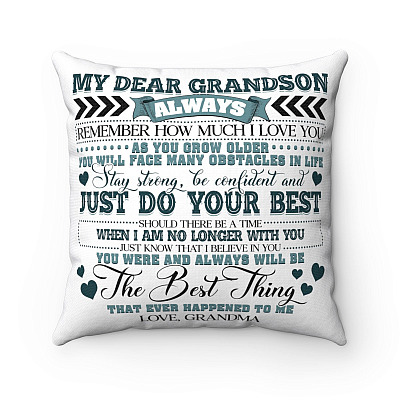 My Dear Grandson Always Remember How Much I Love You Throw Pillow -Decorative Pillow -Indoor Outdoor Cushion