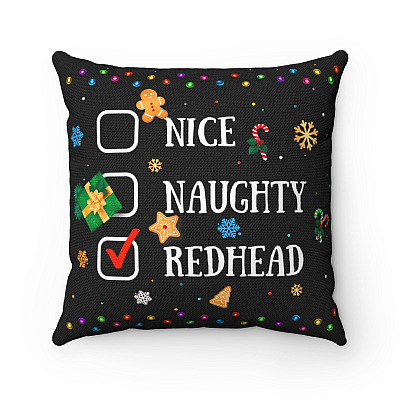 Nice Naughty Redhead Throw Pillow - Decorative Pillow - Indoor Outdoor Cushion