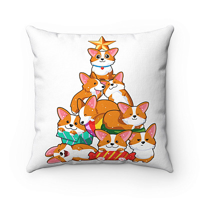 Merry Corgmas Christmas Cute Cor-gi Throw Pillow - Decorative Pillow - Indoor Outdoor Cushion