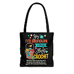 Yes I'm Bilingual I Speak Fluent Crochet Funny Crocheter Tote Bag-Shoulder Bag-Reusable Grocery Shopping Bag