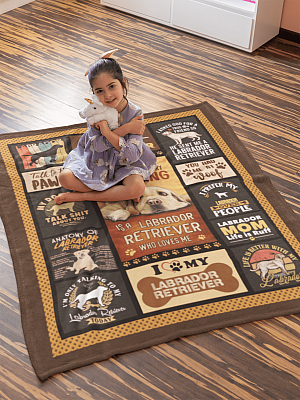 Alternative view of First Thing I See Every Morning Is A Labrador Retriever Who Loves Me Fleece Blanket - Sherpa Blanket